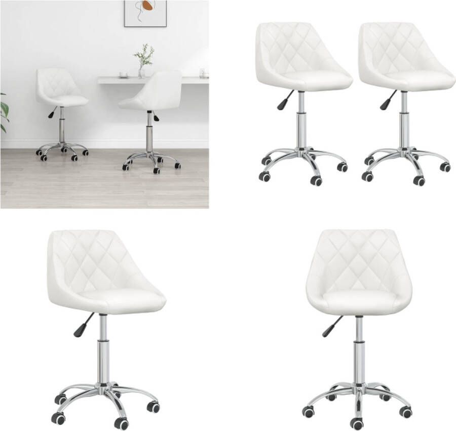 VidaXL Eetkamerstoelen 2 st draaibaar kunstleer wit Eetkamerstoel Eetkamerstoelen Keukenstoelen Keukenstoel - Foto 4