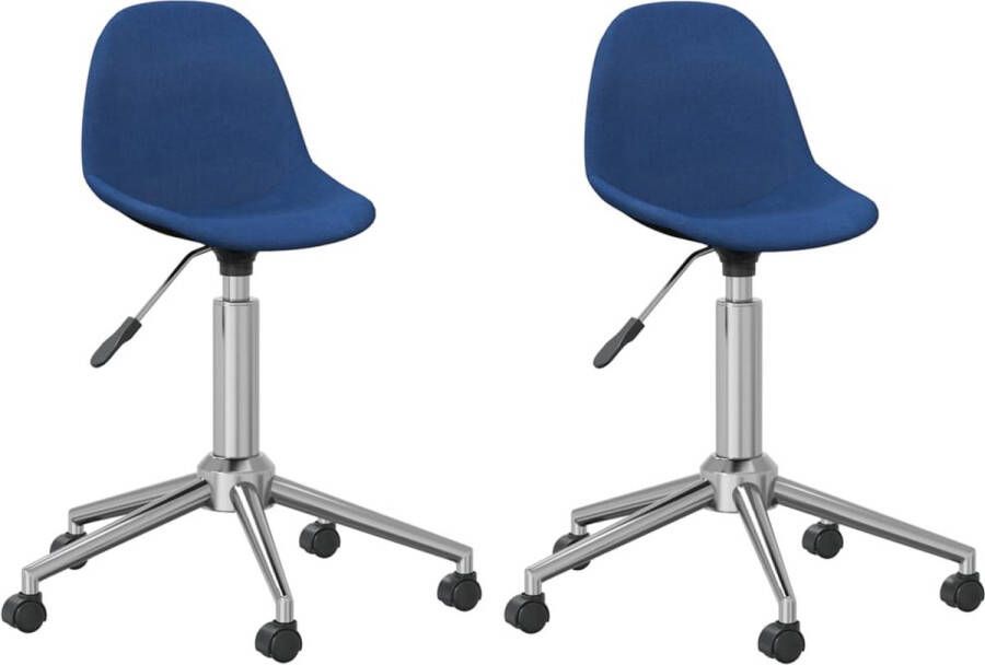 VidaXL -Eetkamerstoelen-2-st-draaibaar-stof-blauw - Foto 4