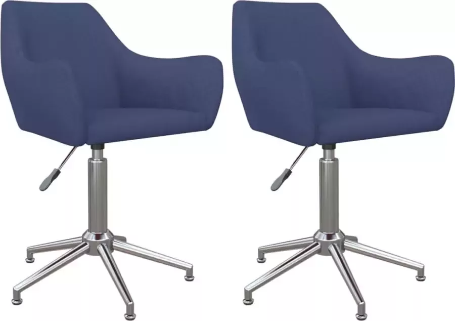 VidaXL -Eetkamerstoelen-2-st-draaibaar-stof-blauw - Foto 2