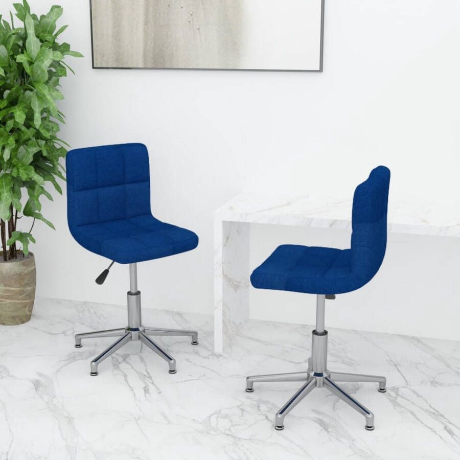 VidaXL -Eetkamerstoelen-2-st-draaibaar-stof-blauw