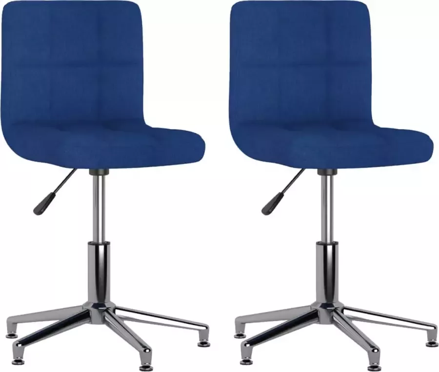 VidaXL -Eetkamerstoelen-2-st-draaibaar-stof-blauw - Foto 2