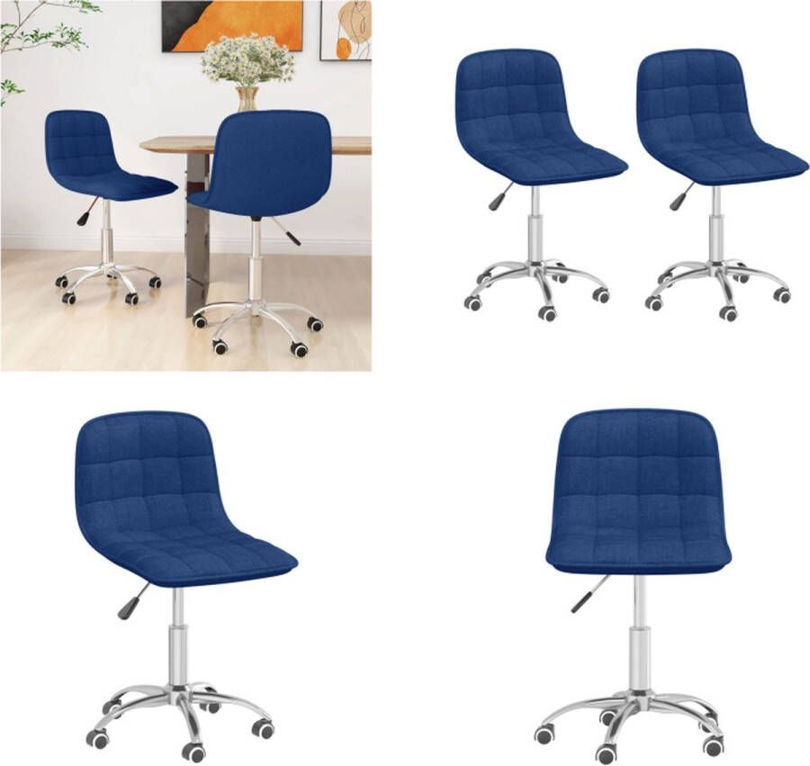 vidaXL Eetkamerstoelen 2 st draaibaar stof blauw Eetkamerstoel Eetkamerstoelen Dinerstoel Dinerstoelen