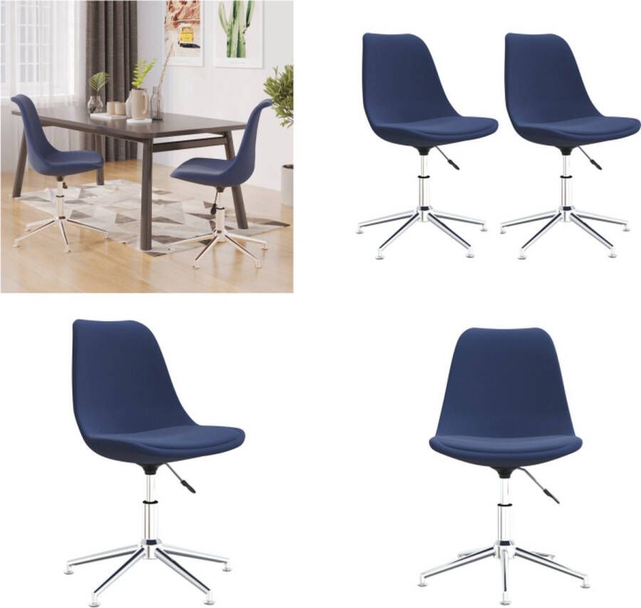 vidaXL Eetkamerstoelen 2 st draaibaar stof blauw Eetstoel Eetstoelen Keukenstoel Stoel