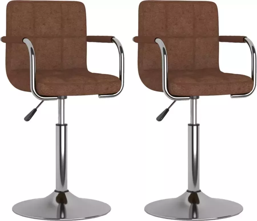 VidaXL Eetkamerstoelen 2 st draaibaar stof bruin - Foto 2