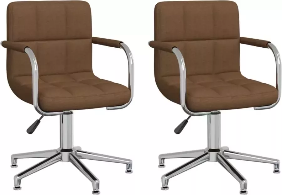 VidaXL Eetkamerstoelen 2 st draaibaar stof bruin - Foto 3