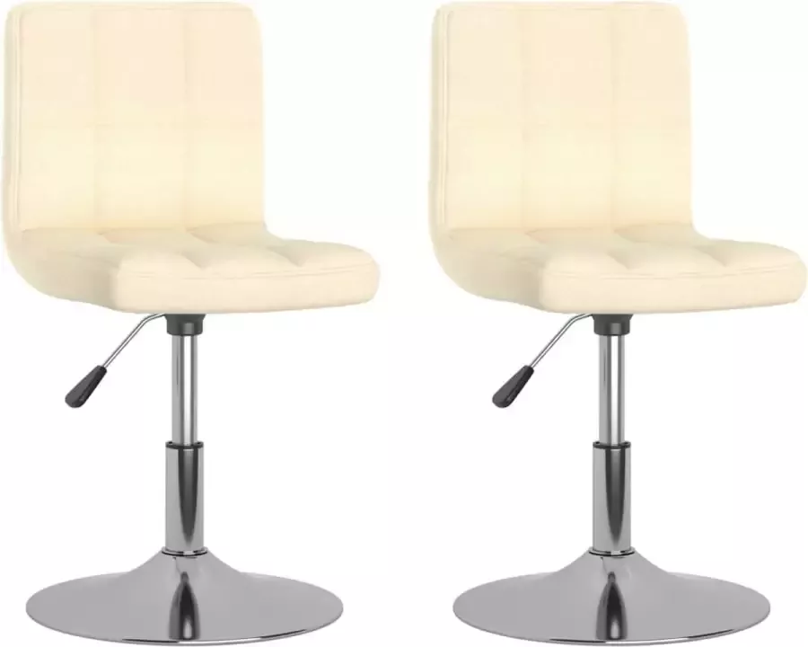VidaXL Eetkamerstoelen 2 st draaibaar stof crÃ¨mekleurig - Foto 3