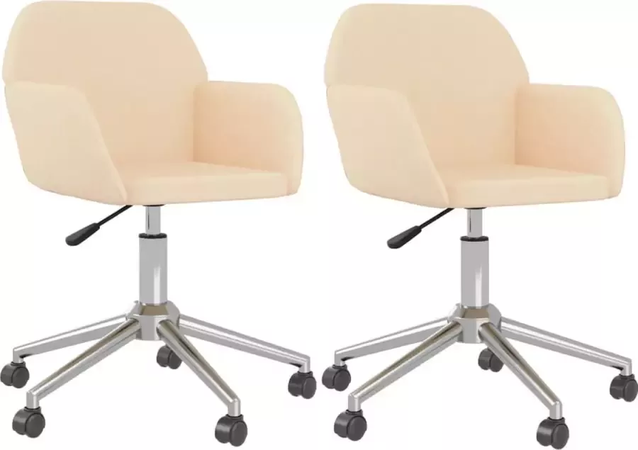 VidaXL Eetkamerstoelen 2 st draaibaar stof crÃ¨mekleurig - Foto 5