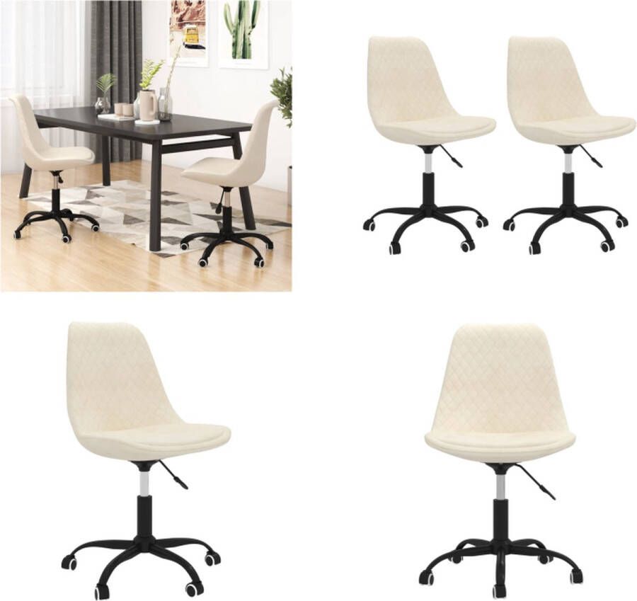 VidaXL Eetkamerstoelen 2 st draaibaar stof crÃ¨mekleurig - Foto 4