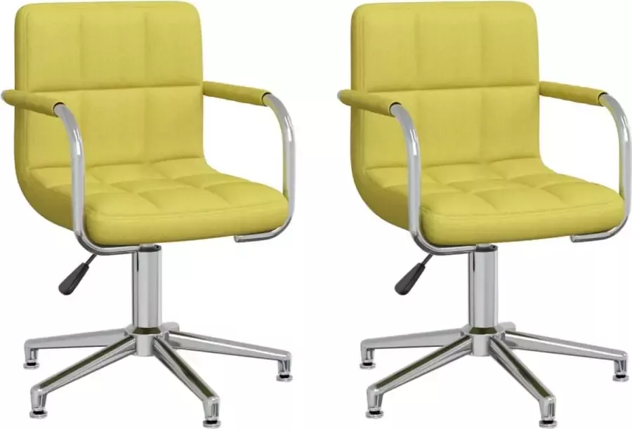 VidaXL Eetkamerstoelen draaibaar 2 st stof groen - Foto 2