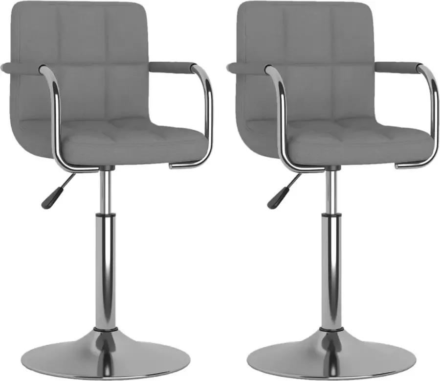 VidaXL Eetkamerstoelen draaibaar 2 st stof lichtgrijs - Foto 2