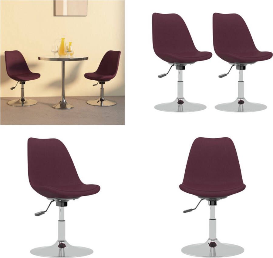 VidaXL Eetkamerstoelen 2 st draaibaar stof paars Eetstoel Eetstoelen Keukenstoel Stoel