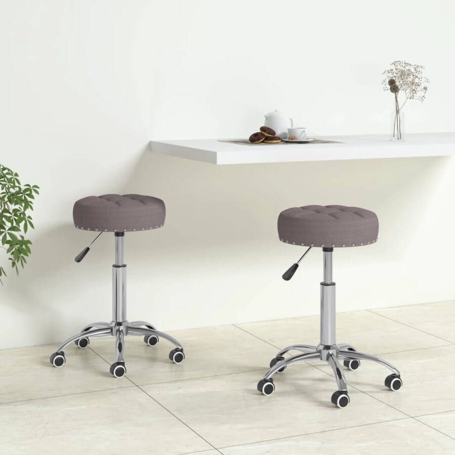 VidaXL -Eetkamerstoelen-2-st-draaibaar-stof-taupe - Foto 1