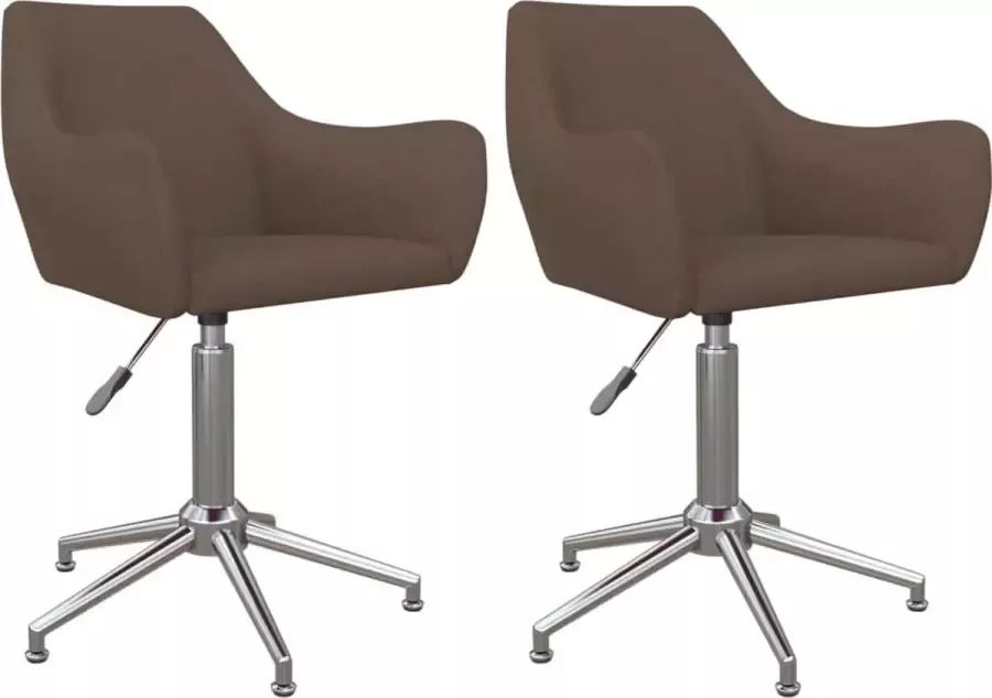 VidaXL Eetkamerstoelen 2 St Draaibaar Stof Taupe - Foto 2