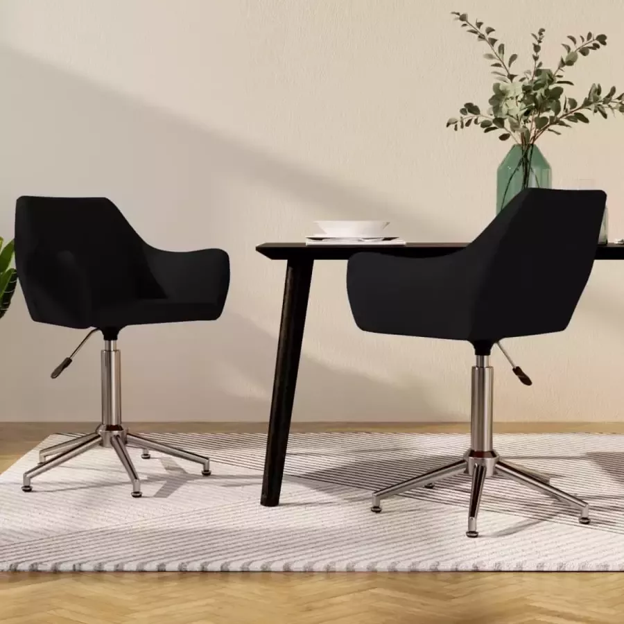 VidaXL Eetkamerstoelen 2 St Draaibaar Stof Zwart