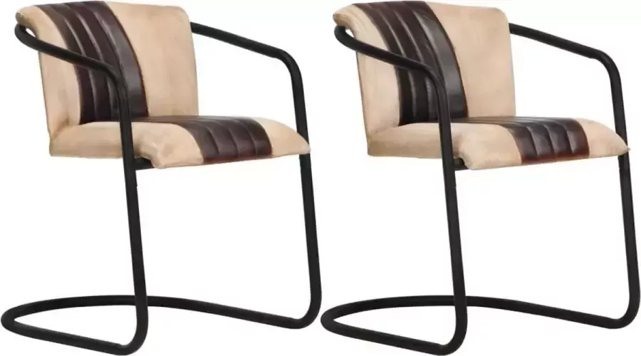 VidaXL Eetkamerstoelen 2 st echt leer bruin