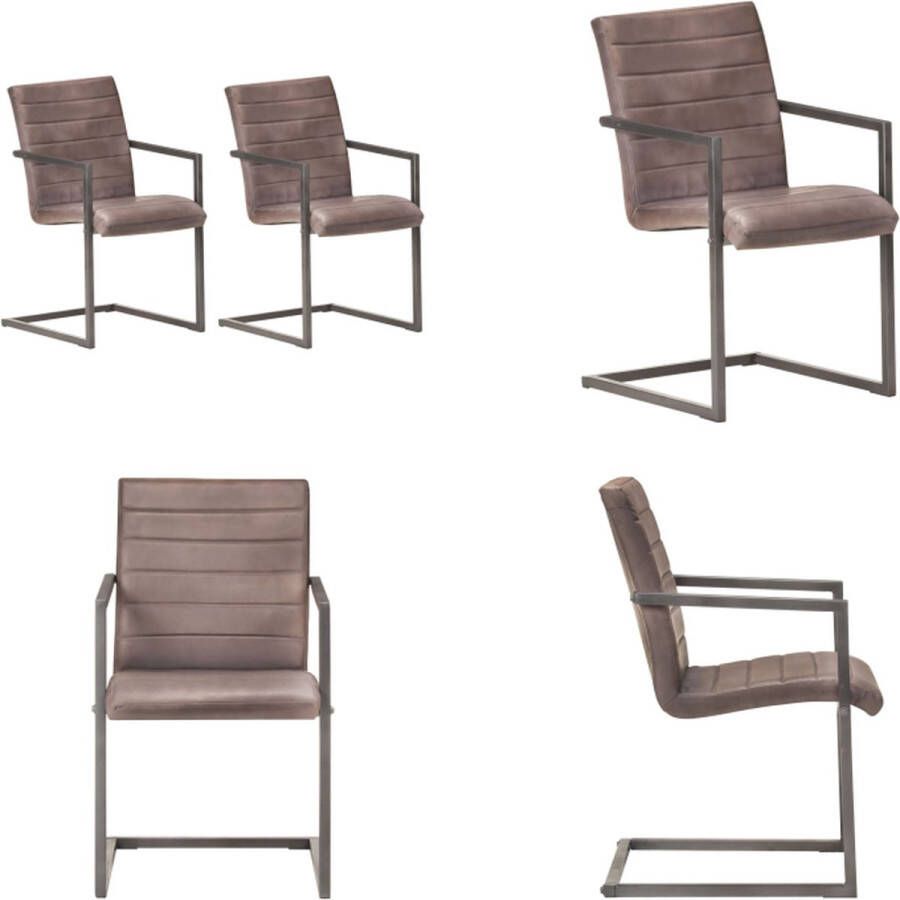 VidaXL -Eetkamerstoelen-2-st-echt-leer-bruin