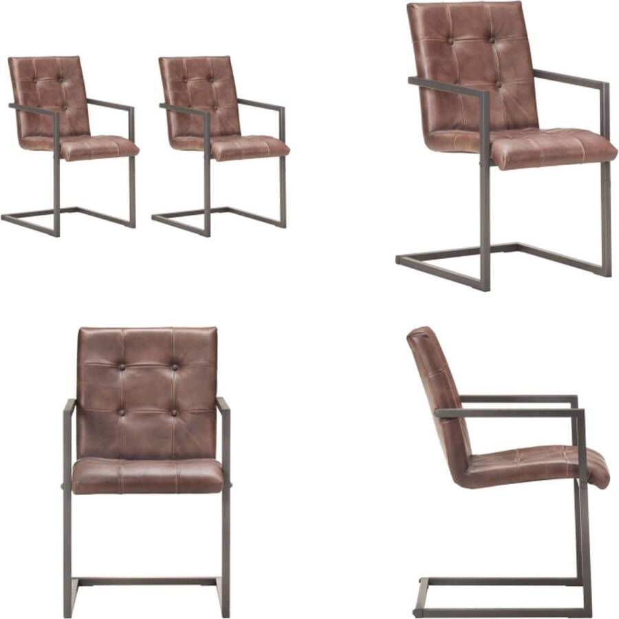 VidaXL -Eetkamerstoelen-2-st-echt-leer-verweerd-bruin - Foto 2