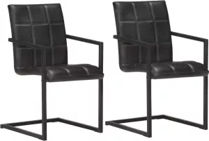 VidaXL Eetkamerstoelen 2 st echt leer zwart