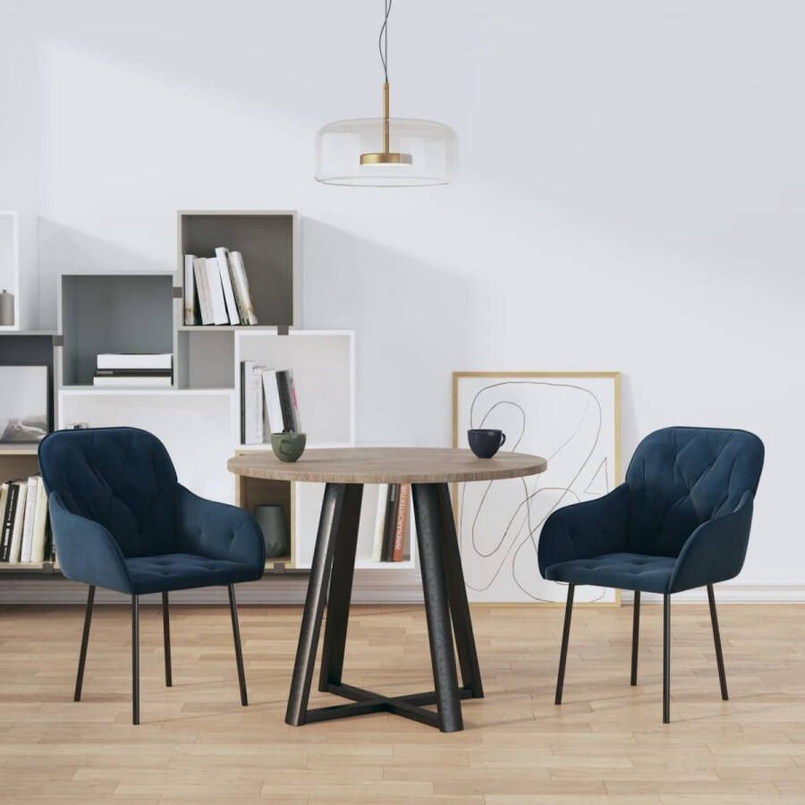 VidaXL -Eetkamerstoelen-2-st-fluweel-blauw