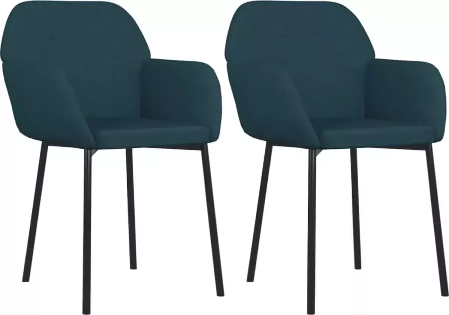 VidaXL -Eetkamerstoelen-2-st-fluweel-blauw - Foto 3