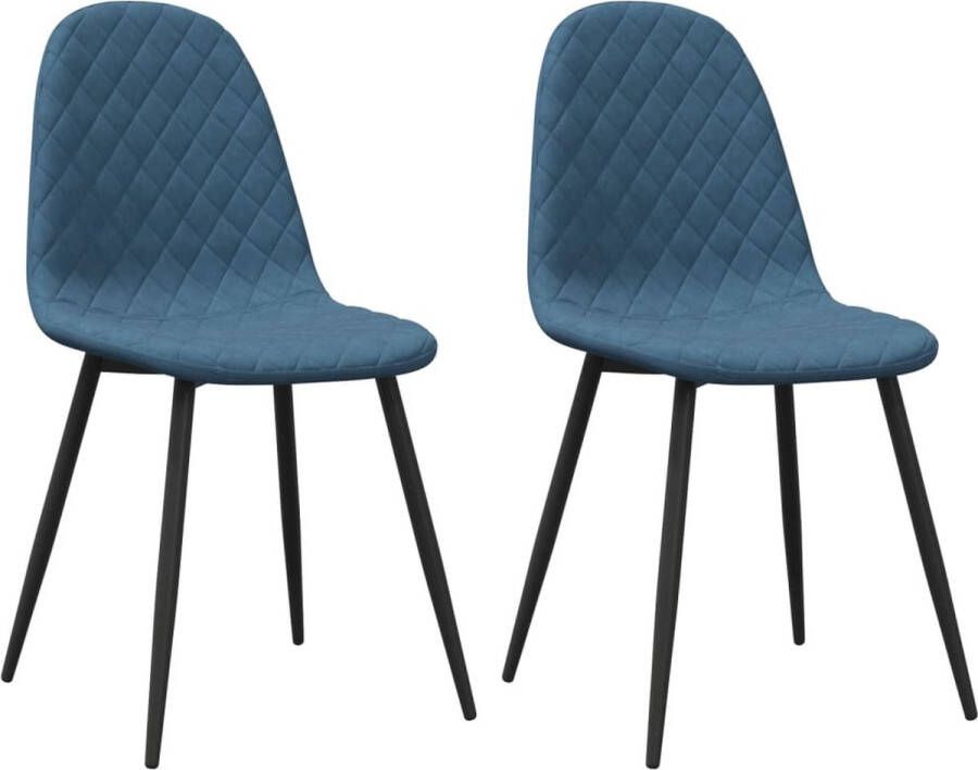 VidaXL -Eetkamerstoelen-2-st-fluweel-blauw - Foto 3