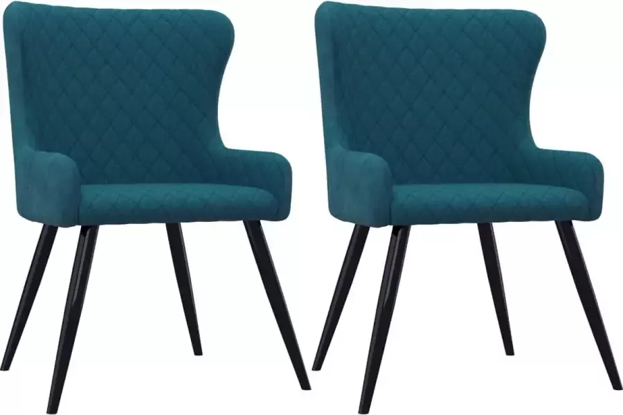 VIDAXL Eetkamerstoelen 2 st fluweel blauw - Foto 1