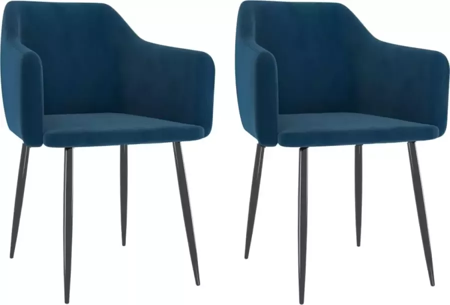 VIDAXL Eetkamerstoelen 2 st fluweel blauw