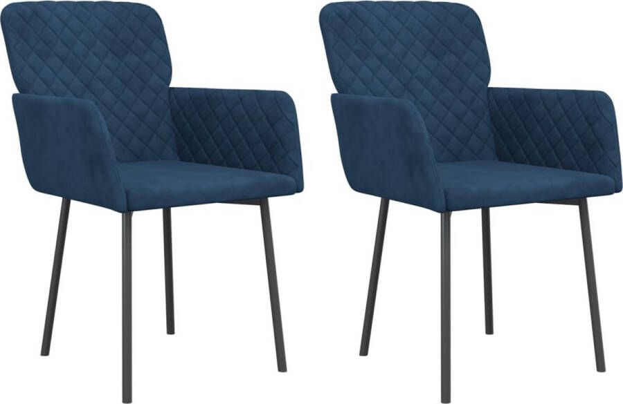 VidaXL -Eetkamerstoelen-2-st-fluweel-blauw - Foto 3