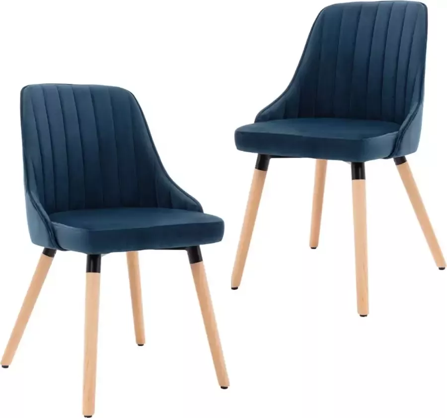 VidaXL -Eetkamerstoelen-2-st-fluweel-blauw - Foto 2