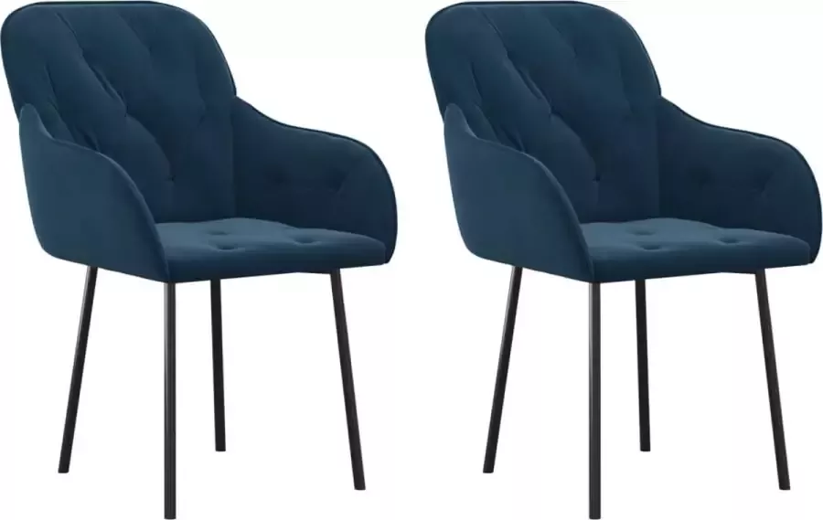 VidaXL -Eetkamerstoelen-2-st-fluweel-blauw - Foto 2