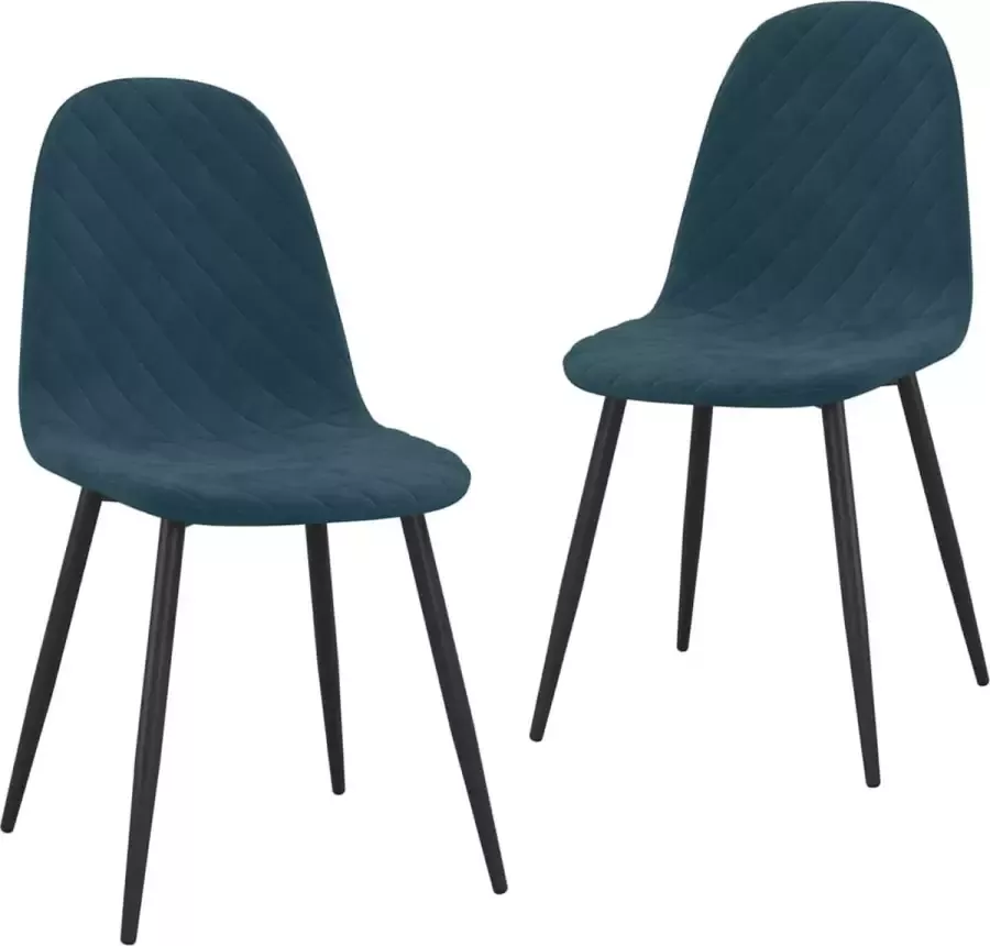 VidaXL -Eetkamerstoelen-2-st-fluweel-blauw - Foto 5