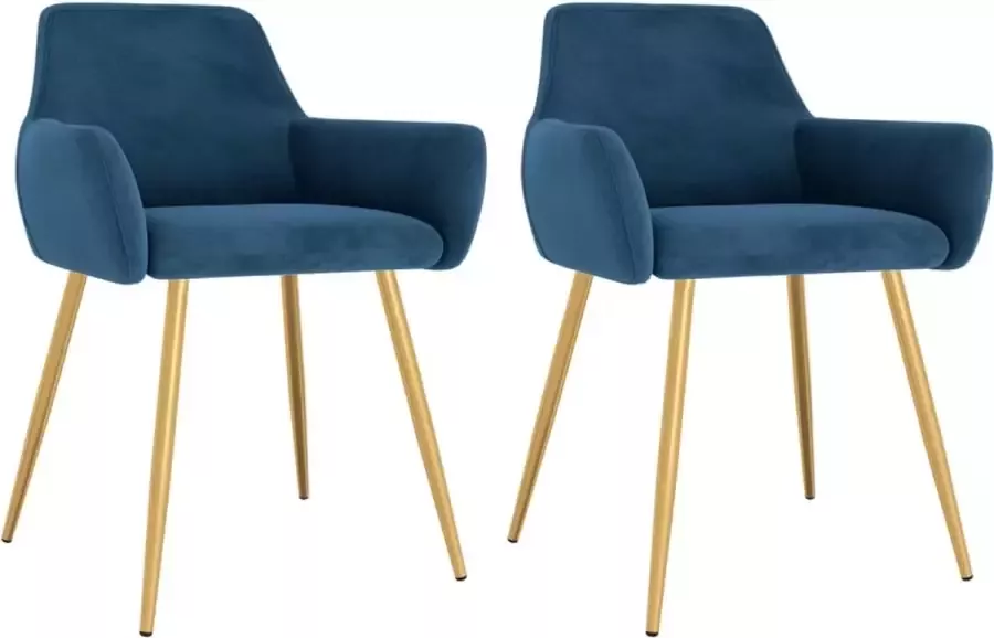 VidaXL Eetkamerstoelen 2 St Fluweel Blauw