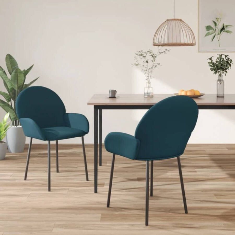 VidaXL -Eetkamerstoelen-2-st-fluweel-blauw