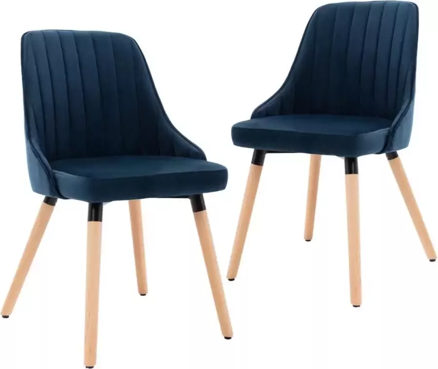 VidaXL -Eetkamerstoelen-2-st-fluweel-blauw - Foto 1