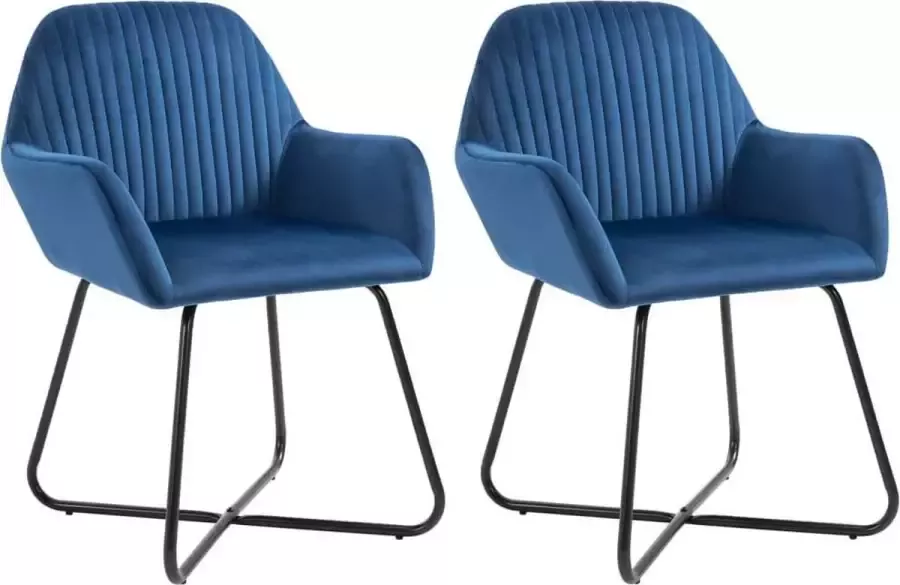 VidaXL -Eetkamerstoelen-2-st-fluweel-blauw