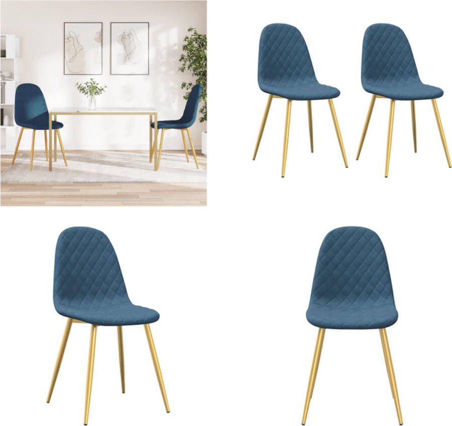 VidaXL -Eetkamerstoelen-2-st-fluweel-blauw