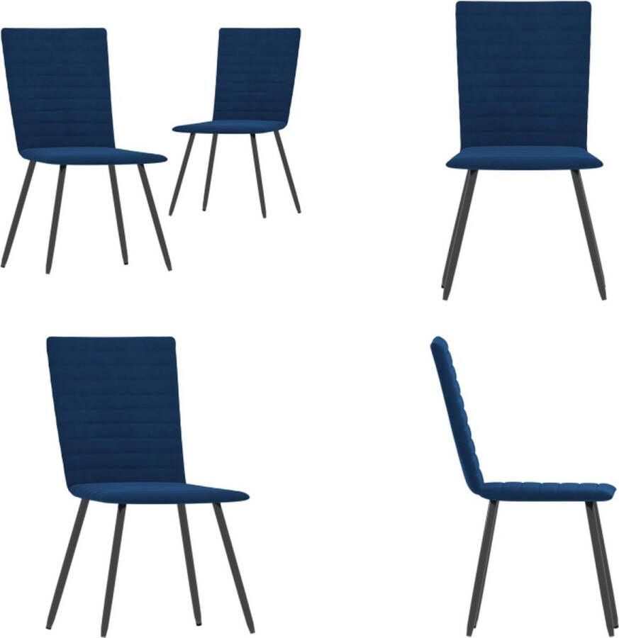 VidaXL Eetkamerstoelen 2 st fluweel blauw Eetstoel Eetstoelen Eetkamerstoel Eetkamerstoelen