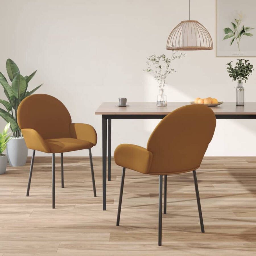 VidaXL -Eetkamerstoelen-2-st-fluweel-bruin