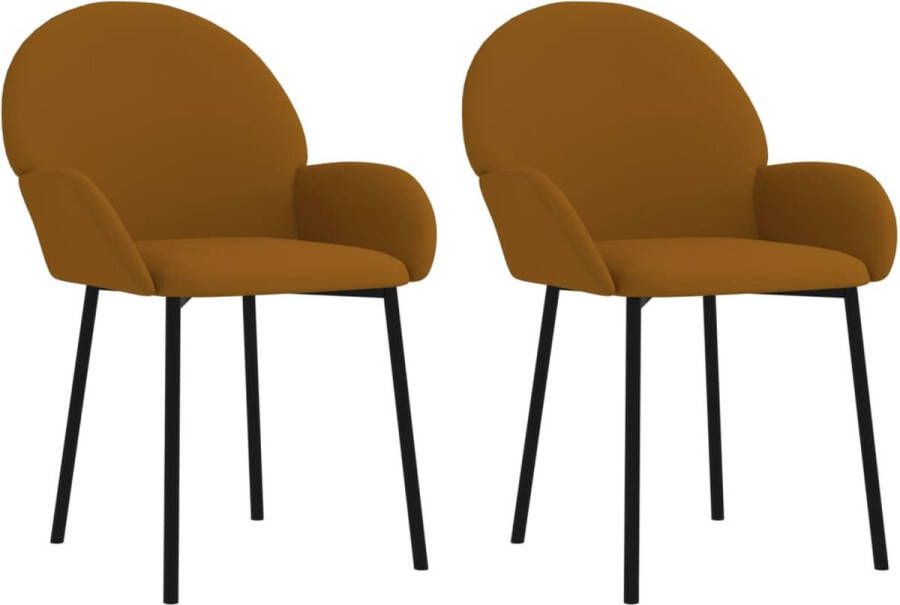 VidaXL -Eetkamerstoelen-2-st-fluweel-bruin - Foto 3