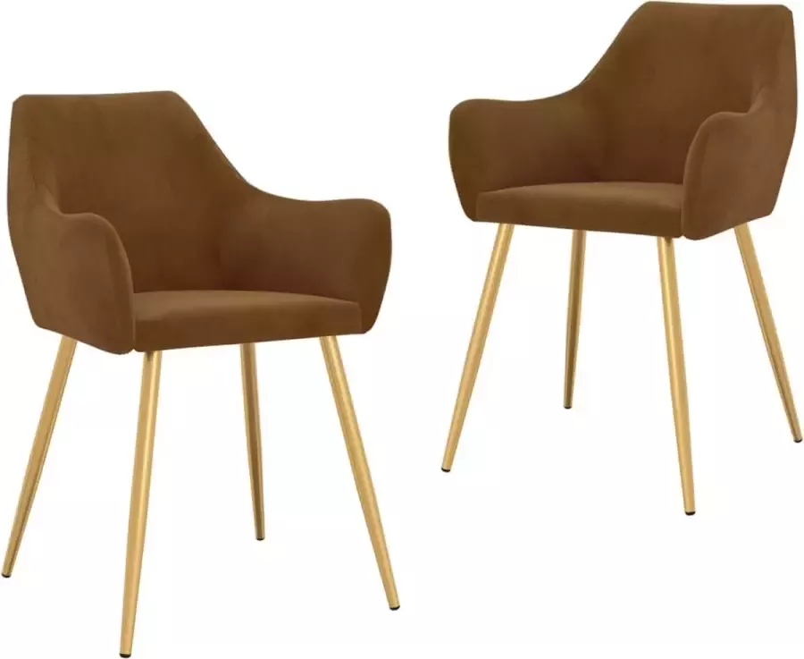 VidaXL Eetkamerstoelen 2 st fluweel bruin - Foto 2