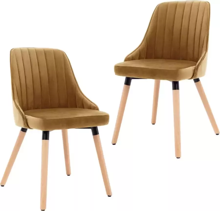 VidaXL -Eetkamerstoelen-2-st-fluweel-bruin - Foto 1