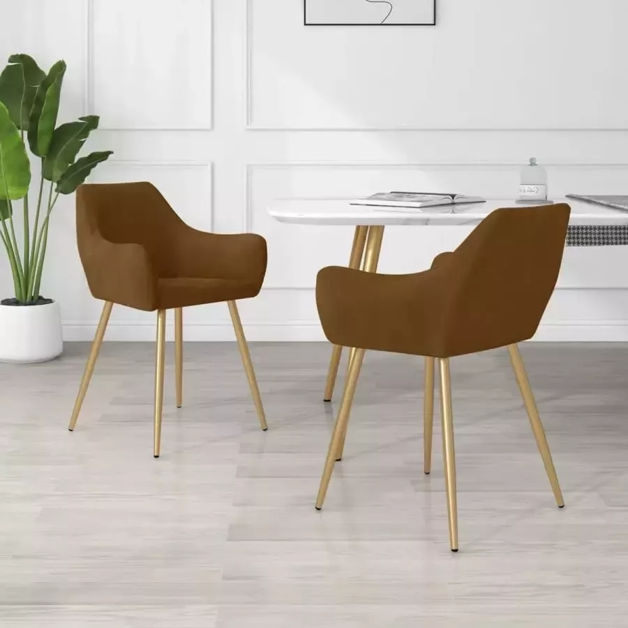 VidaXL Eetkamerstoelen 2 st fluweel bruin