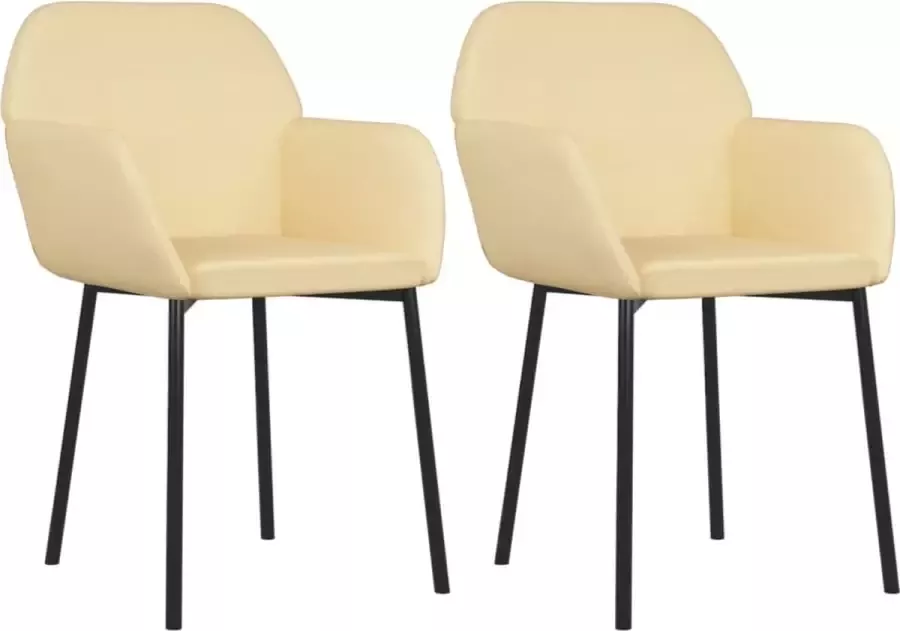 VidaXL -Eetkamerstoelen-2-st-fluweel-crèmekleurig - Foto 2
