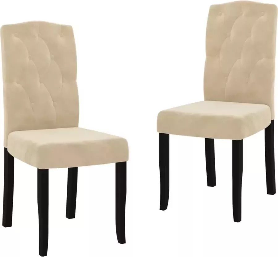 VidaXL Eetkamerstoelen 2 st fluweel crèmekleurig - Foto 2
