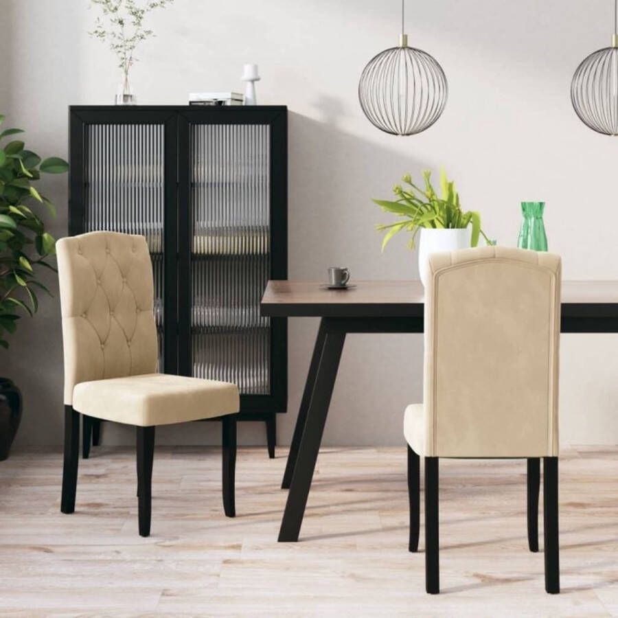 VidaXL Eetkamerstoelen 2 st fluweel crèmekleurig