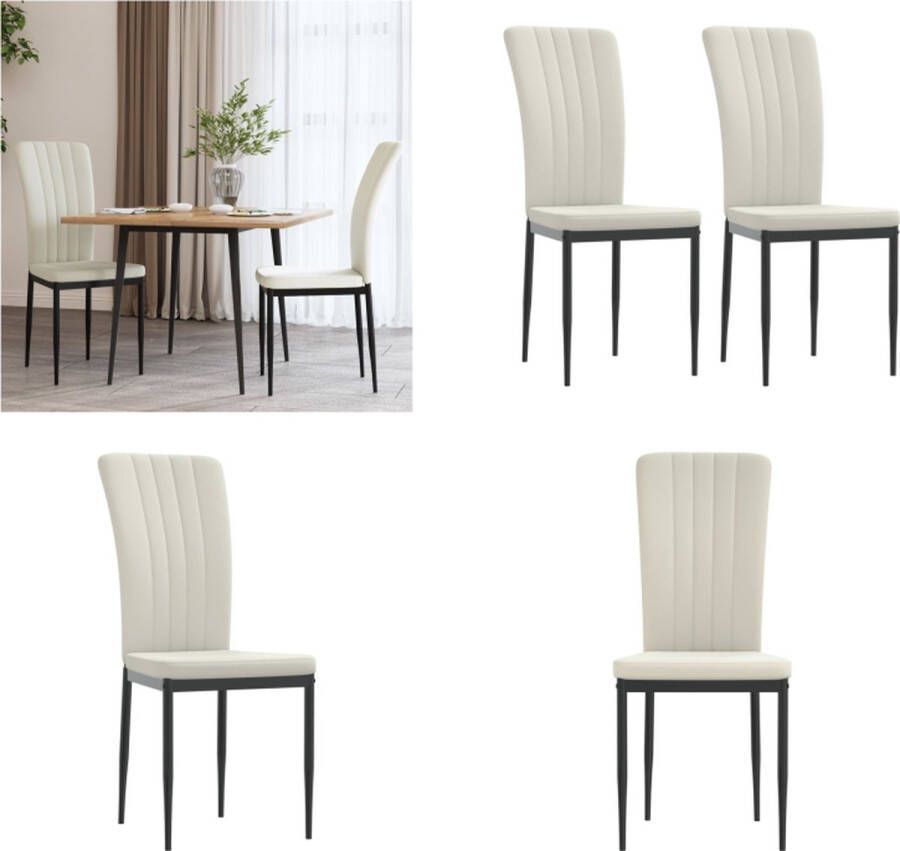 VidaXL Eetkamerstoelen 2 st fluweel crèmekleurig Eetkamerstoel Eetkamerstoelen Eetstoel Stoel - Foto 2