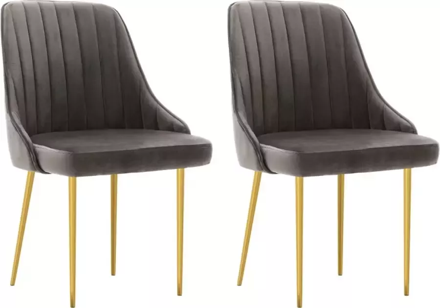 VidaXL Eetkamerstoelen 2 st fluweel donkergrijs - Foto 2