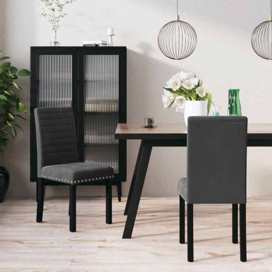 VidaXL Eetkamerstoelen 2 st fluweel donkergrijs - Foto 2