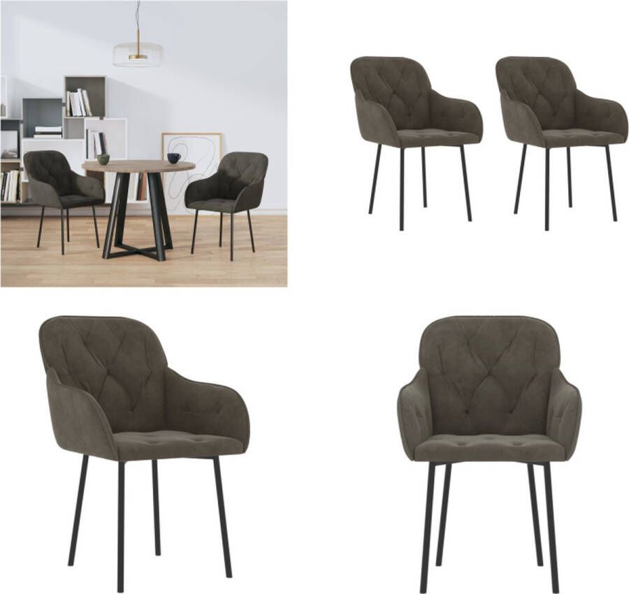 VidaXL -Eetkamerstoelen-2-st-fluweel-donkergrijs - Foto 2