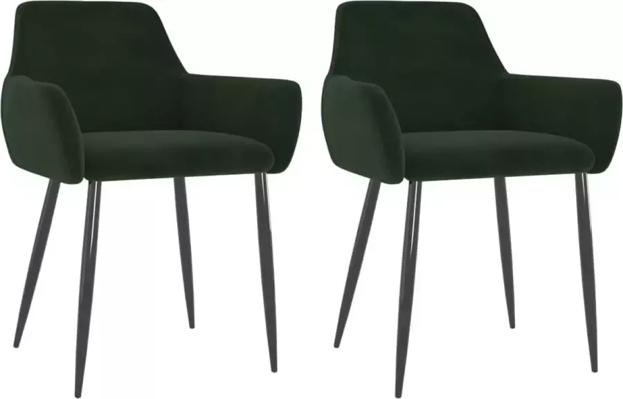 VIDAXL Eetkamerstoelen 2 st fluweel donkergroen - Foto 1